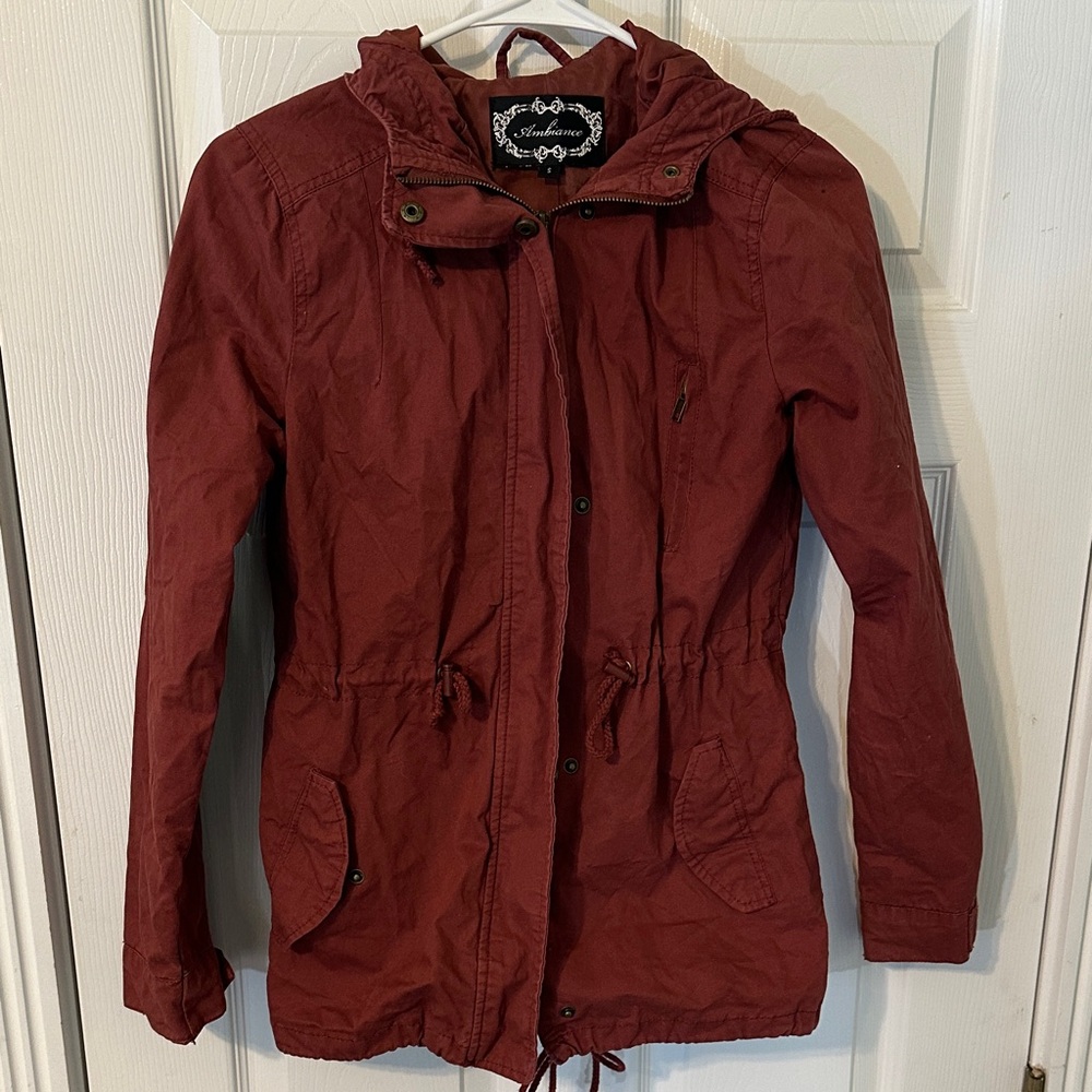 Ambiance Burgundy Hooded Utility Jacket Women’s Size S